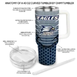 custom georgia southern eagles hex texture blue curved tumbler best selling.webp