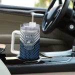 custom georgia southern eagles hex texture blue curved tumbler best selling.webp