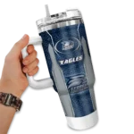 custom georgia southern eagles hexagon armor blue curved tumbler best selling.webp