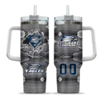 custom georgia southern eagles superman shield blue gray curved tumbler best selling.webp