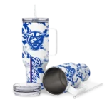 custom georgia state panthers camo mashup blue white curved tumbler best selling.webp