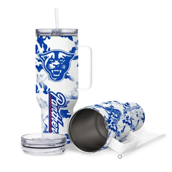 custom georgia state panthers camo mashup blue white curved tumbler high quality.webp
