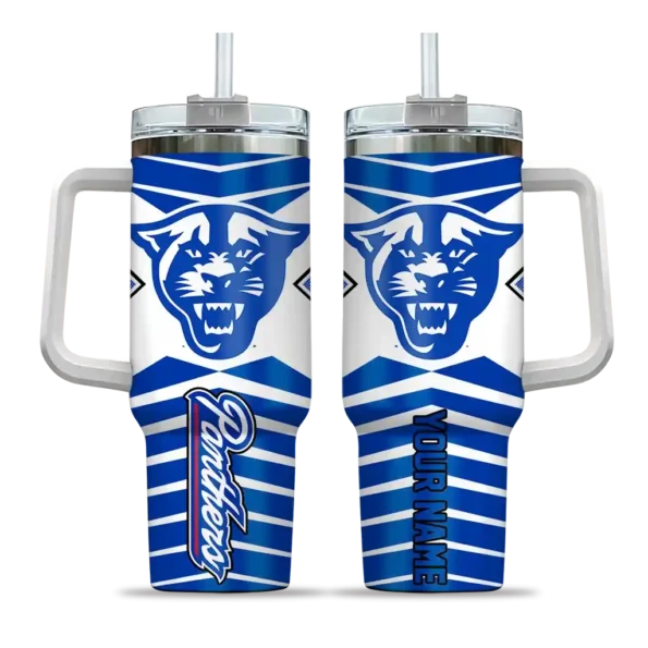 custom georgia state panthers chevron layers blue curved tumbler best selling.webp