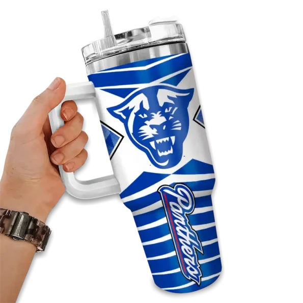 custom georgia state panthers chevron layers blue curved tumbler fashion forward.webp