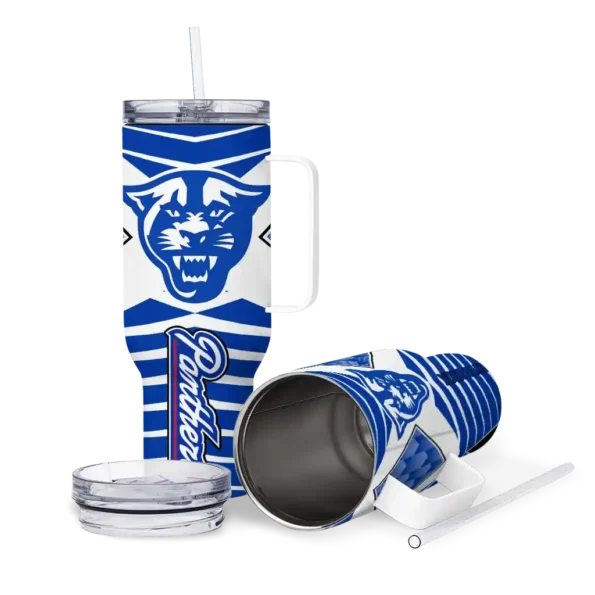 custom georgia state panthers chevron layers blue curved tumbler high quality.webp