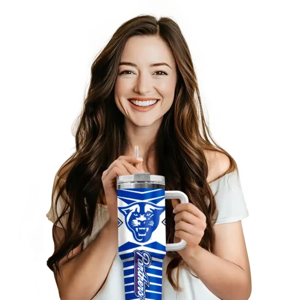 custom georgia state panthers chevron layers blue curved tumbler premium grade.webp