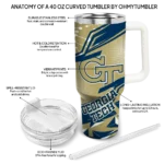 custom georgia tech yellow jackets abstract paths gold curved tumbler best selling.webp