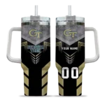 custom georgia tech yellow jackets arrow armor gold black curved tumbler best selling.webp