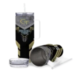 custom georgia tech yellow jackets arrow armor gold black curved tumbler best selling.webp