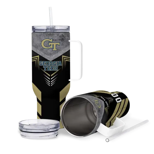 custom georgia tech yellow jackets arrow armor gold black curved tumbler high quality.webp