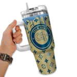custom georgia tech yellow jackets bullseye drips gold curved tumbler best selling.webp