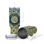 custom georgia tech yellow jackets bullseye drips gold curved tumbler best selling.webp