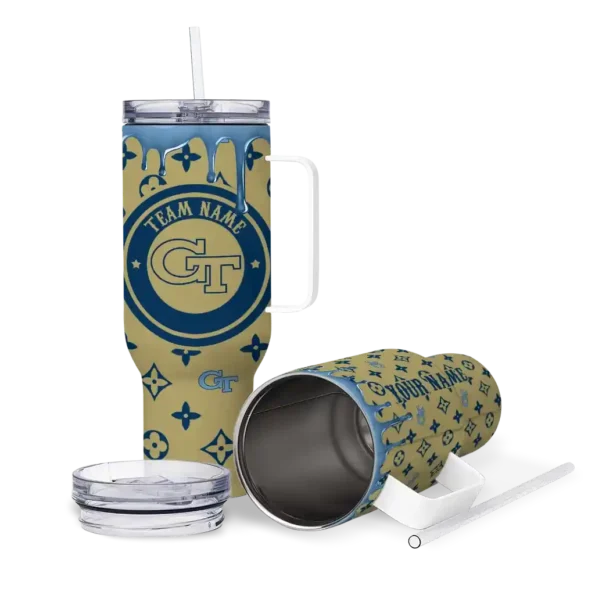 custom georgia tech yellow jackets bullseye drips gold curved tumbler high quality.webp