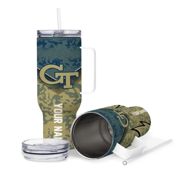 custom georgia tech yellow jackets chevron stripe gold curved tumbler high quality.webp