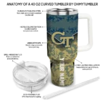 custom georgia tech yellow jackets chevron stripe gold curved tumbler best selling.webp