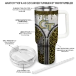 custom georgia tech yellow jackets leopard zipper gold curved tumbler best selling.webp