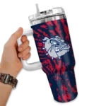 custom gonzaga bulldogs burst swirl blue curved tumbler best selling.webp