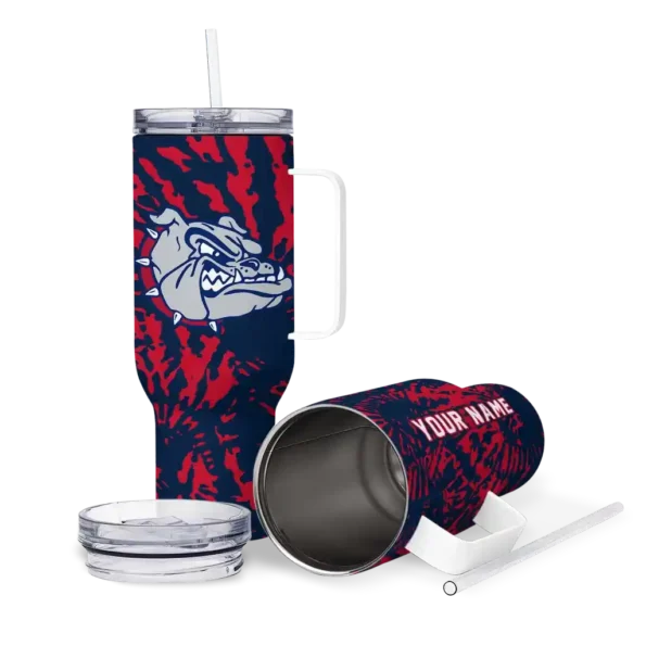 custom gonzaga bulldogs burst swirl blue curved tumbler high quality.webp