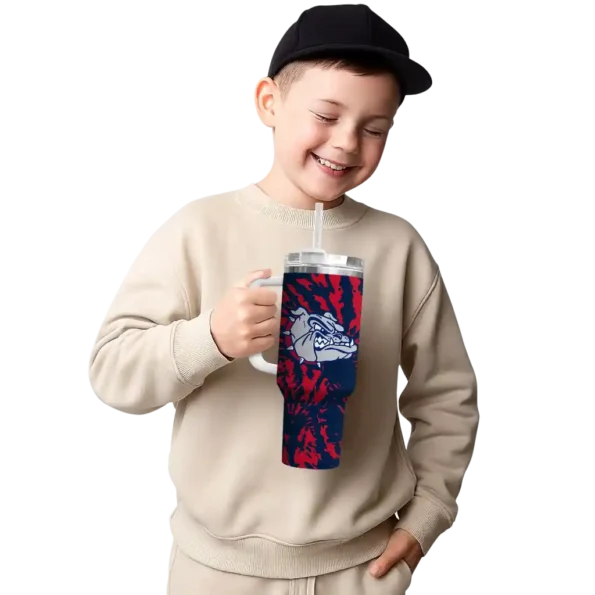 custom gonzaga bulldogs burst swirl blue curved tumbler latest model.webp