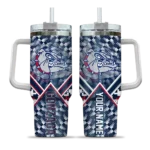 custom gonzaga bulldogs chevron angle blue curved tumbler best selling.webp