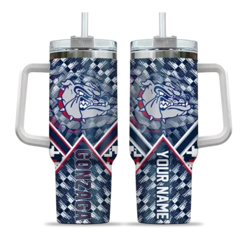 custom gonzaga bulldogs chevron angle blue curved tumbler best selling.webp