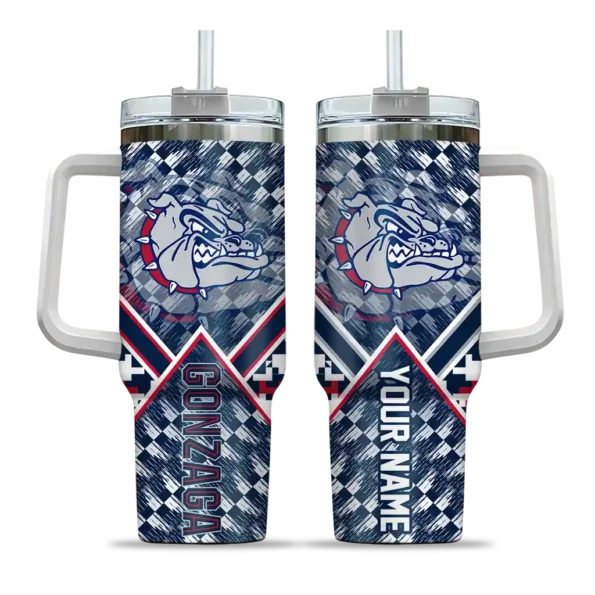 custom gonzaga bulldogs chevron angle blue curved tumbler best selling.webp