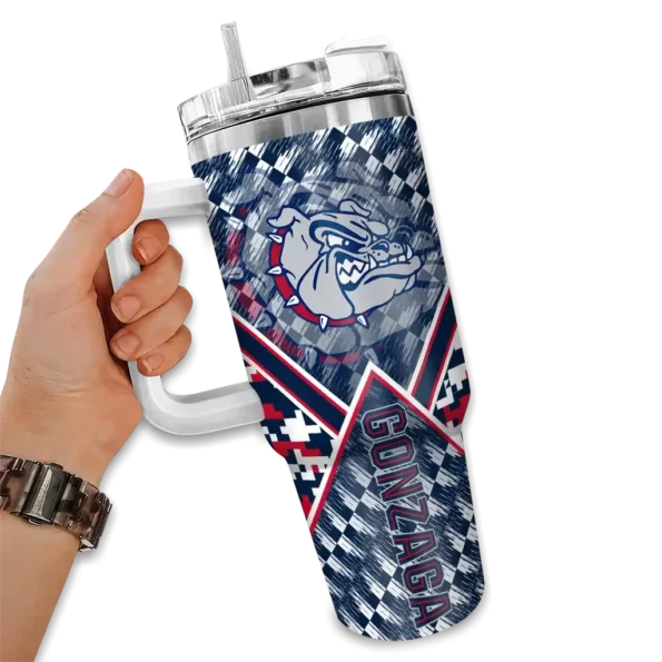 custom gonzaga bulldogs chevron angle blue curved tumbler fashion forward.webp