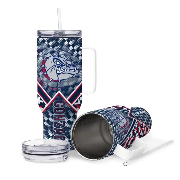 custom gonzaga bulldogs chevron angle blue curved tumbler high quality.webp