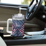 custom gonzaga bulldogs chevron angle blue curved tumbler best selling.webp