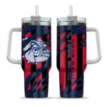 custom gonzaga bulldogs claw cut blue black curved tumbler best selling.webp