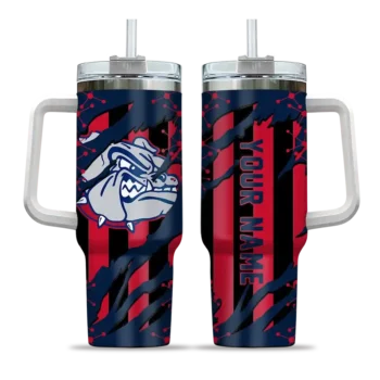 custom gonzaga bulldogs claw cut blue black curved tumbler best selling.webp