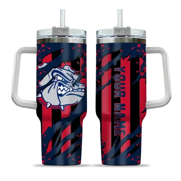 custom gonzaga bulldogs claw cut blue black curved tumbler best selling.webp