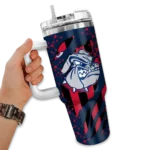 custom gonzaga bulldogs claw cut blue black curved tumbler best selling.webp