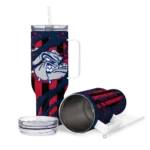 custom gonzaga bulldogs claw cut blue black curved tumbler best selling.webp