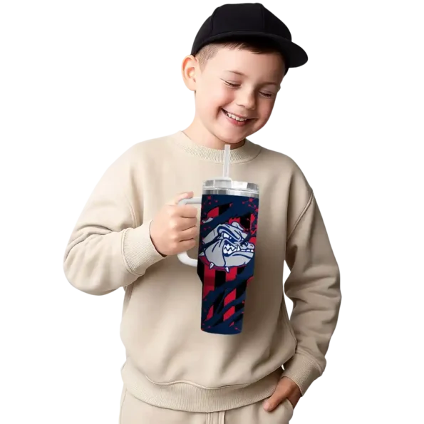 custom gonzaga bulldogs claw cut blue black curved tumbler latest model.webp