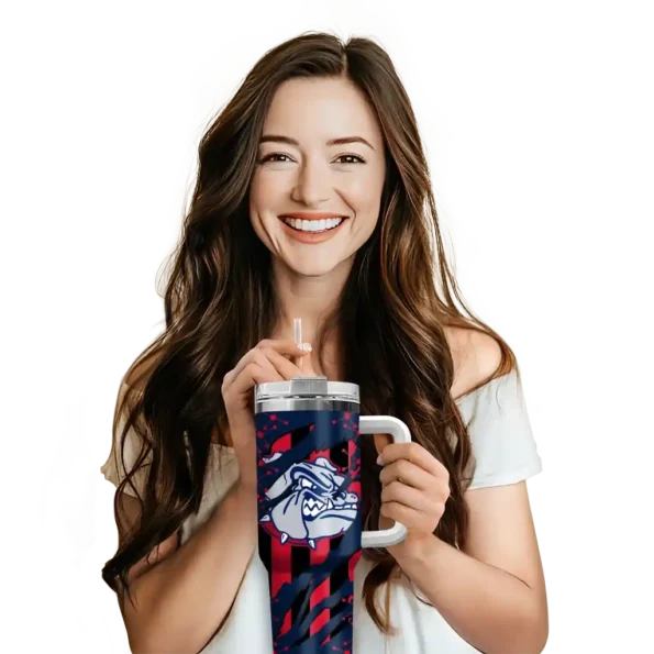 custom gonzaga bulldogs claw cut blue black curved tumbler premium grade.webp