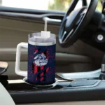 custom gonzaga bulldogs claw cut blue black curved tumbler best selling.webp