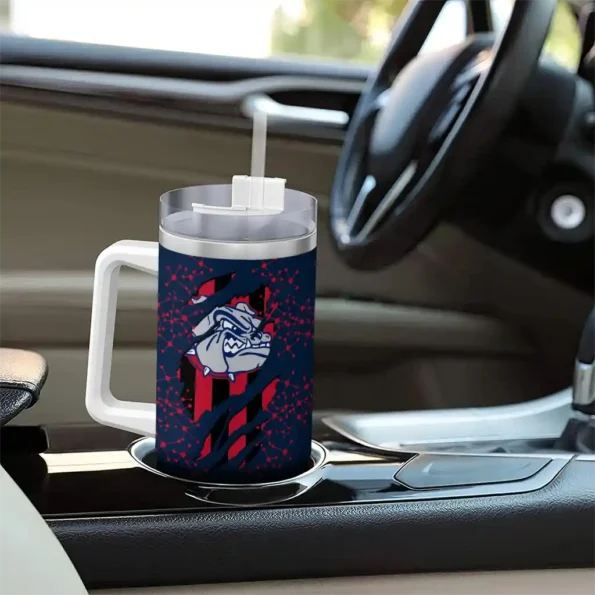 custom gonzaga bulldogs claw cut blue black curved tumbler trendy.webp
