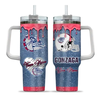 custom gonzaga bulldogs heart helmet motif blue curved tumbler best selling.webp