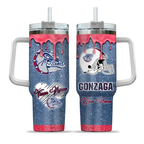 custom gonzaga bulldogs heart helmet motif blue curved tumbler best selling.webp