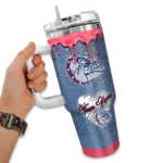 custom gonzaga bulldogs heart helmet motif blue curved tumbler best selling.webp