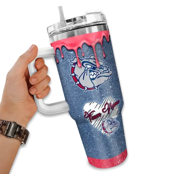 custom gonzaga bulldogs heart helmet motif blue curved tumbler fashion forward.webp