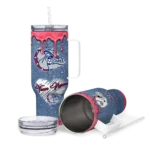 custom gonzaga bulldogs heart helmet motif blue curved tumbler best selling.webp