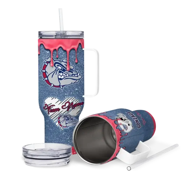 custom gonzaga bulldogs heart helmet motif blue curved tumbler high quality.webp