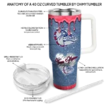 custom gonzaga bulldogs heart helmet motif blue curved tumbler best selling.webp
