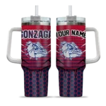 custom gonzaga bulldogs hex texture blue curved tumbler best selling.webp