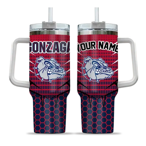 custom gonzaga bulldogs hex texture blue curved tumbler best selling.webp