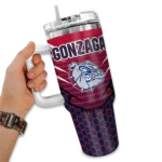 custom gonzaga bulldogs hex texture blue curved tumbler best selling.webp