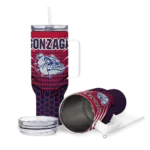custom gonzaga bulldogs hex texture blue curved tumbler best selling.webp