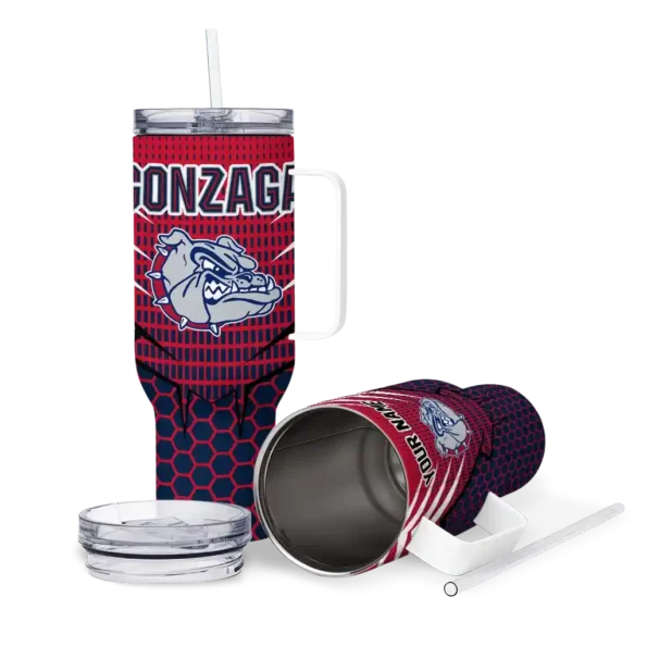 custom gonzaga bulldogs hex texture blue curved tumbler high quality.webp